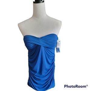 CARMEN MARC VALVO BANDEAU TANKINI TOP SWIMWEAR |COBALT | SIZE XS